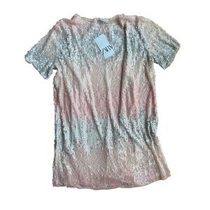 NWT Zara Silver & Pink Sequins Dress (L)